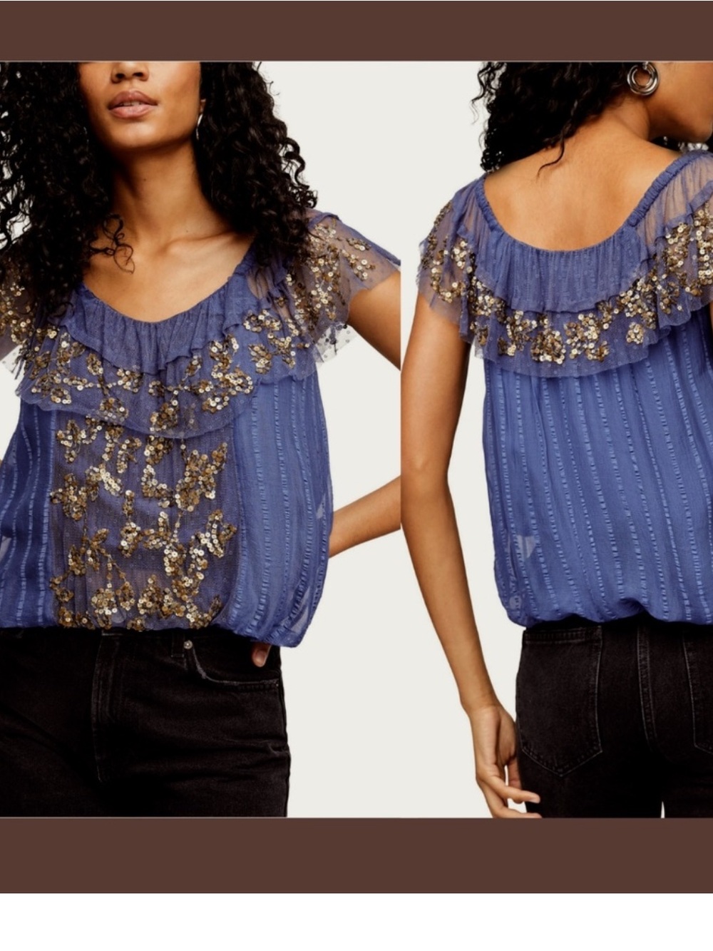 FREE PEOPLE Sequin‎ Tulle Elisas Mesh Top